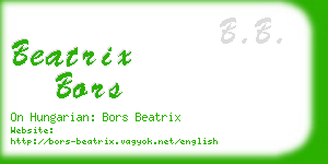 beatrix bors business card